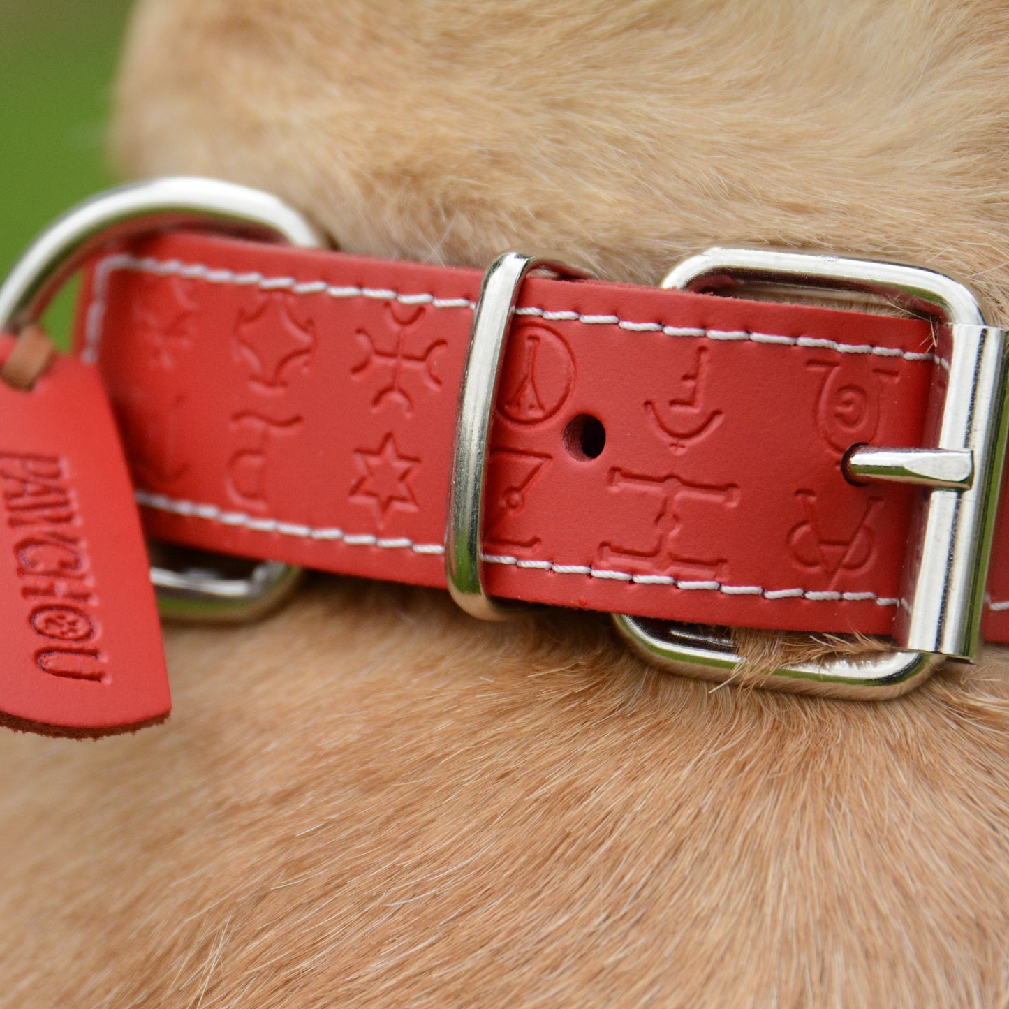 Artisanal Cherry Red Leather Dog Collar