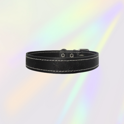 Artisanal Sable Black Leather Dog Collar